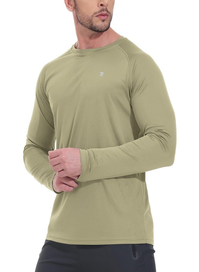 TBMPOY Men's Hiking Waterproof Shirts Dry Fit Athletic T-Shirts Workout SPF Shirts Long Sleeve Safari Outdoor Work Swim Fishing Tops Khaki S - Image 5